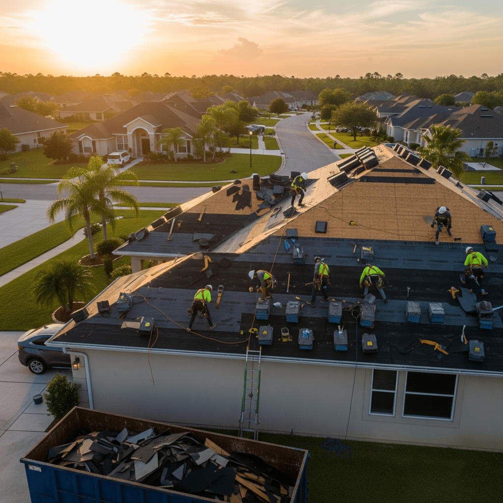 Roof installation Valrico residential project with asphalt shingles